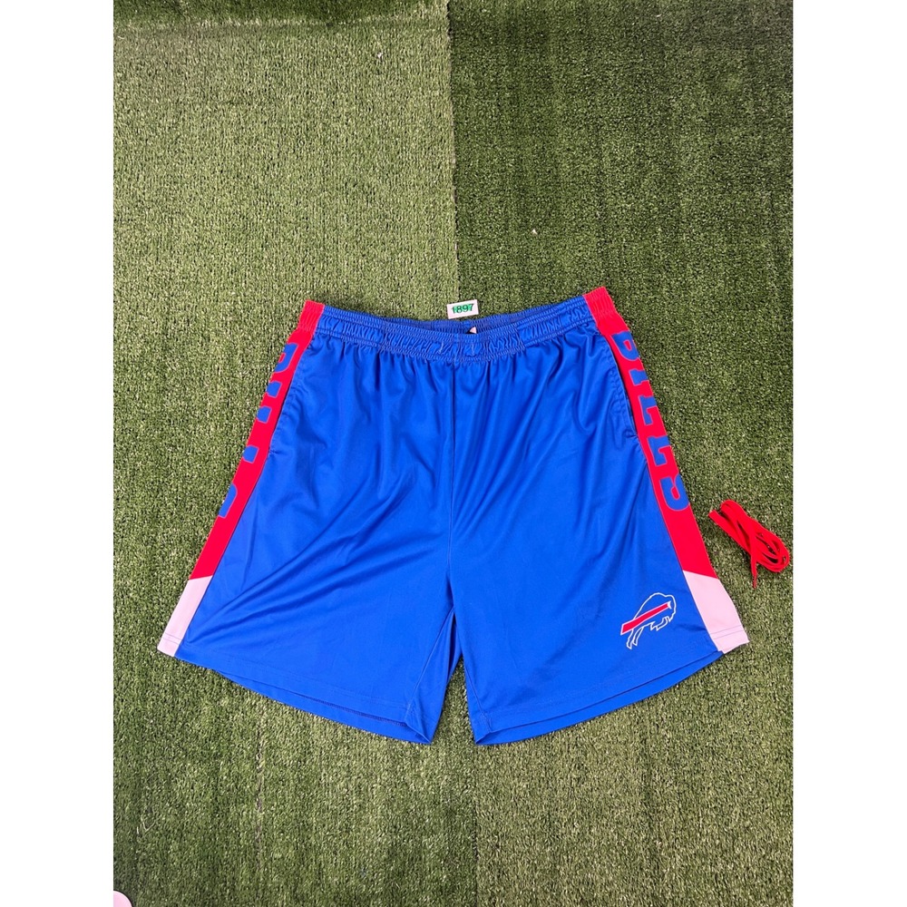 NFL Team Apparel Buffalo Bills Mens 2XL Blue Red Athletic Shorts Drawstring